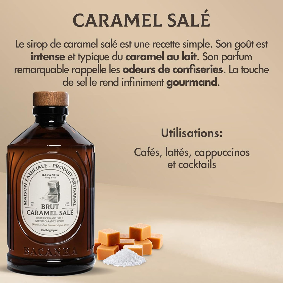 Sirop Bacanha Caramel Salé Brut - Biologique 400ml