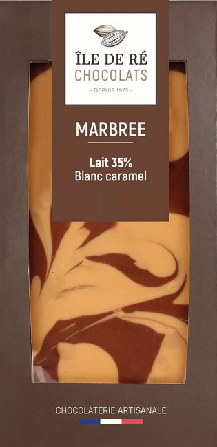 tablette Lait 35% marbrée Blanc Caramel 