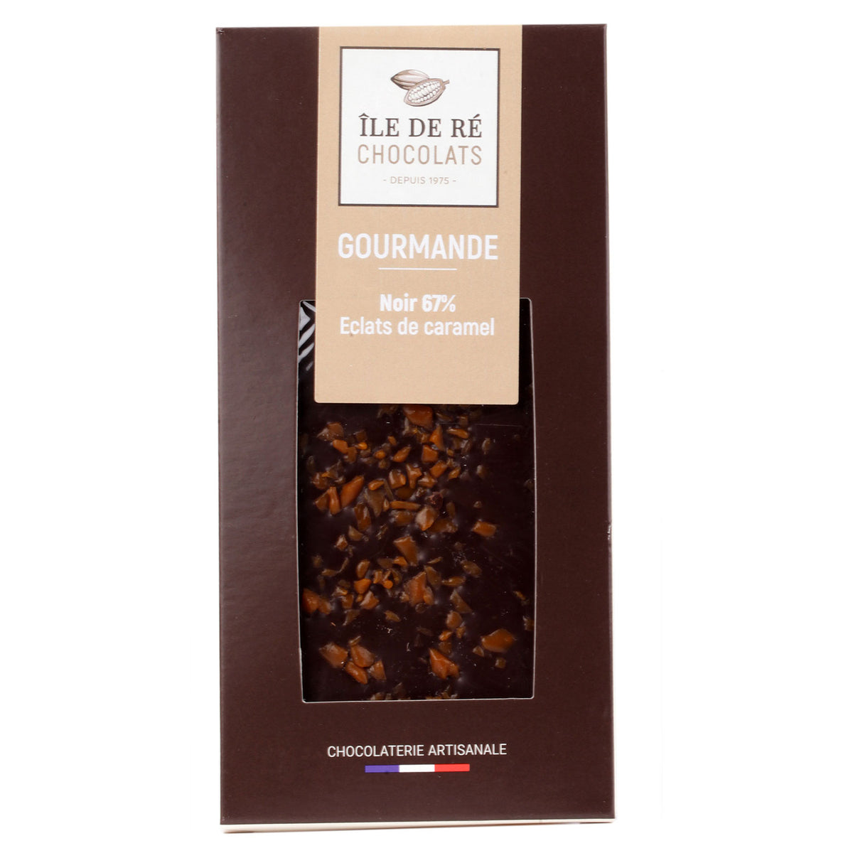 Tablette de Chocolat Noir
67% Éclats de Caramel